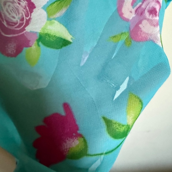 Anne Cole Saks 5th Avenue Floral Wrap Sarong Coverup Size OS Blue Pink - Picture 4 of 8